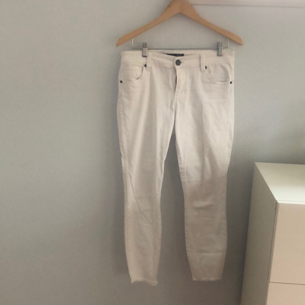 Kut from the Kloth white frayed hem crop jeans